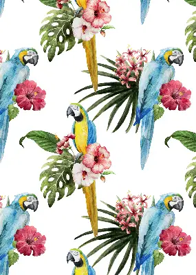 Estores de rolo em tecido Papagaio em flores