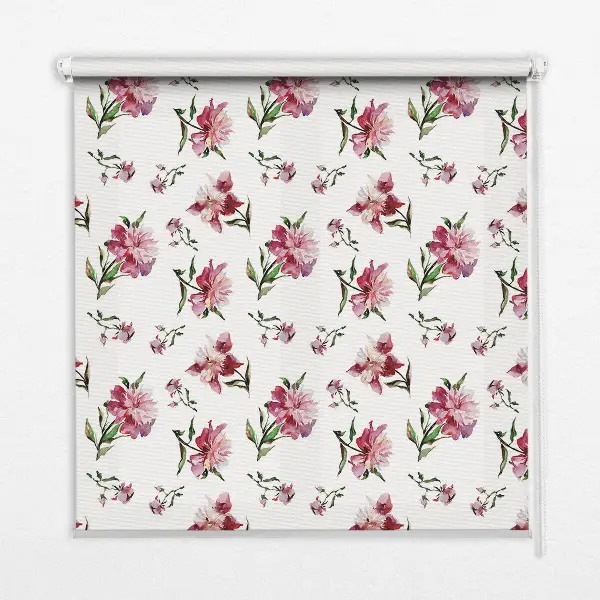 Estores de rolo para porta de varanda Flor rosa
