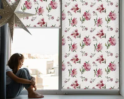 Estores de rolo para porta de varanda Flor rosa