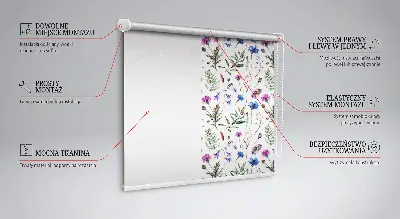Estores de rolo interiores para janela Flores coloridas