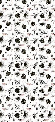 Estores de rolo interiores para janela Flamingos e folhas