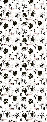 Estores de rolo interiores para janela Flamingos e folhas