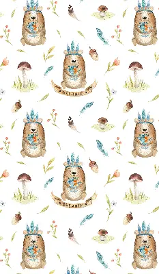 Estores de rolo interiores para janela Ursos de pelúcia e plantas