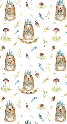 Estores de rolo interiores para janela Ursos de pelúcia e plantas
