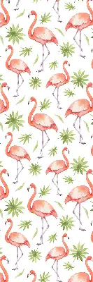 Estores de rolo em tecido Flamingo e folhas