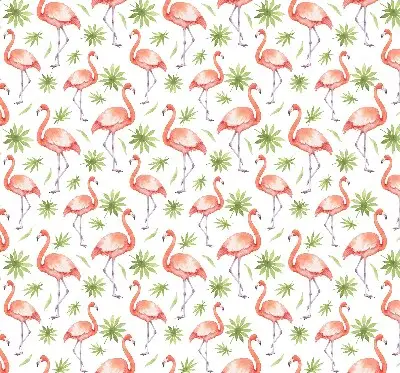 Estores de rolo em tecido Flamingo e folhas