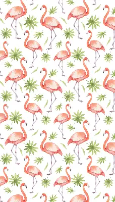 Estores de rolo em tecido Flamingo e folhas