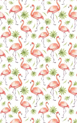Estores de rolo em tecido Flamingo e folhas