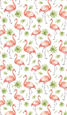 Estores de rolo em tecido Flamingo e folhas