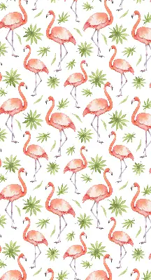 Estores de rolo em tecido Flamingo e folhas