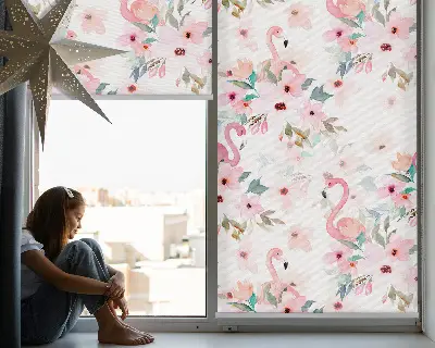 Estores de rolo interiores para janela Flamingos entre as flores