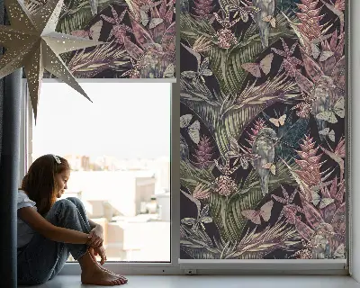 Estores de rolo interiores Plantas e pássaros exóticos