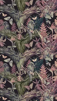 Estores de rolo interiores Plantas e pássaros exóticos