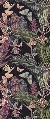 Estores de rolo interiores Plantas e pássaros exóticos