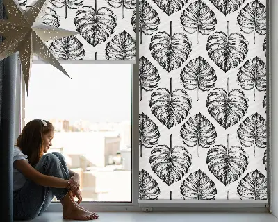 Estores de rolo interiores para janela Folhas cinzentas