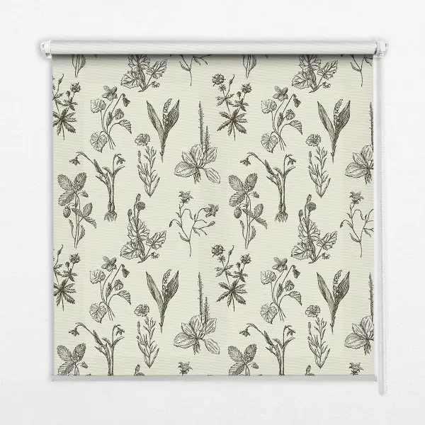 Estores de rolo interiores para janela flores desenhadas