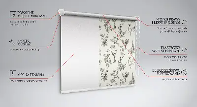Estores de rolo interiores para janela flores desenhadas