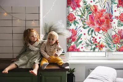 Estores de rolo interiores Flores vermelhas