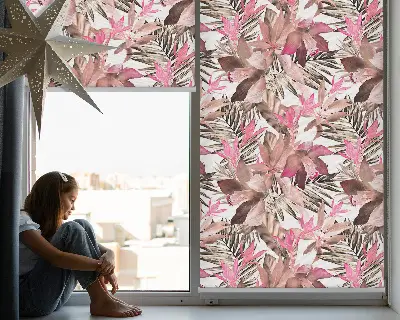Estores de rolo interiores para janela Flores cor-de-rosa