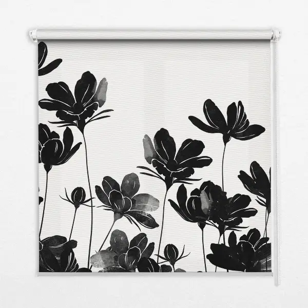 Estores de rolo para janela flores pretas