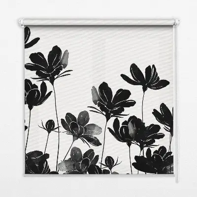 Estores de rolo para janela flores pretas