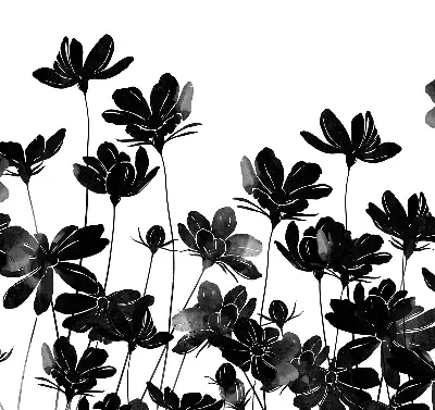 Estores de rolo para janela flores pretas