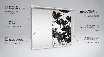 Estores de rolo para janela flores pretas