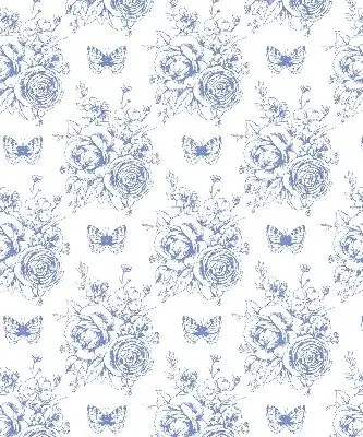 Estores de rolo para janela Flores azuis e borboletas