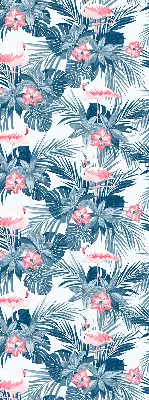 Estores de rolo para porta de varanda Plantas tropicais e flamingos