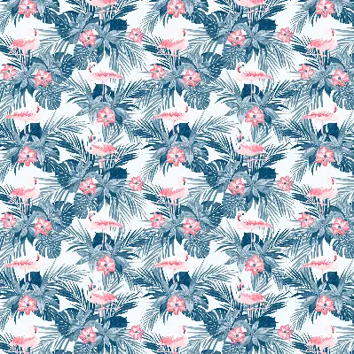 Estores de rolo para porta de varanda Plantas tropicais e flamingos
