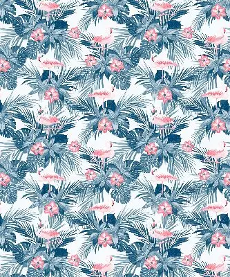 Estores de rolo para porta de varanda Plantas tropicais e flamingos