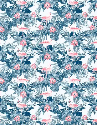 Estores de rolo para porta de varanda Plantas tropicais e flamingos