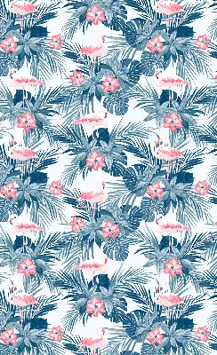 Estores de rolo para porta de varanda Plantas tropicais e flamingos