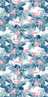 Estores de rolo para porta de varanda Plantas tropicais e flamingos