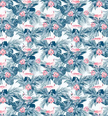 Estores de rolo para porta de varanda Plantas tropicais e flamingos