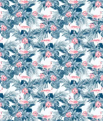 Estores de rolo para porta de varanda Plantas tropicais e flamingos