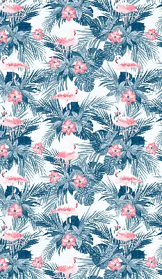 Estores de rolo para porta de varanda Plantas tropicais e flamingos