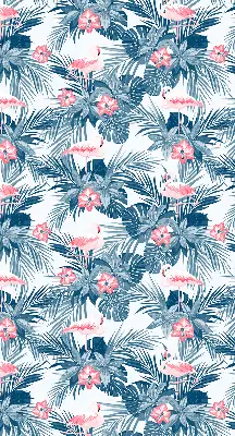 Estores de rolo para porta de varanda Plantas tropicais e flamingos