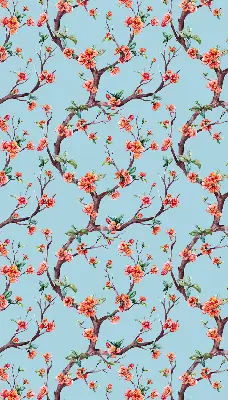 Estores de rolo em tecido botões de flores de árvores