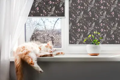 Estores de rolo interiores Garças e flores