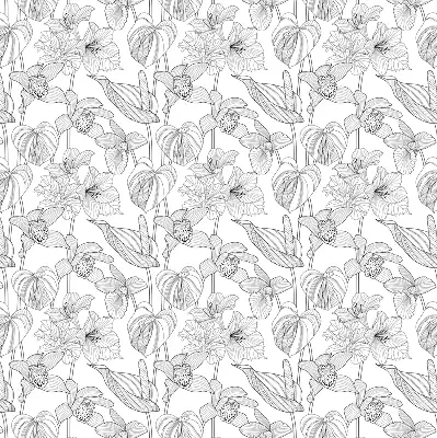 Estores de rolo interiores para janela flores desenhadas
