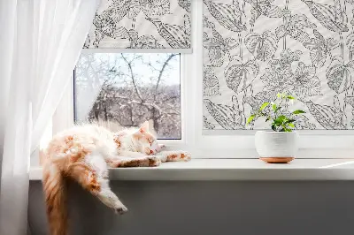 Estores de rolo interiores para janela flores desenhadas