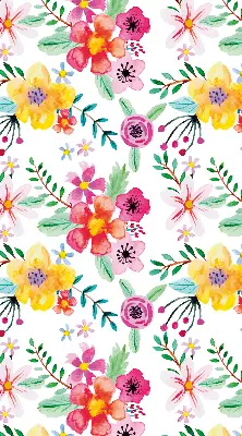 Estores de rolo em tecido flores pintadas