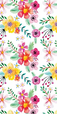 Estores de rolo em tecido flores pintadas