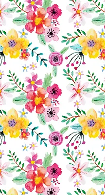 Estores de rolo em tecido flores pintadas