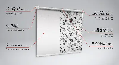 Estores de rolo interiores para janela Flor desenhada
