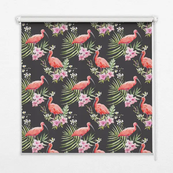 Estores de rolo em tecido Flamingos em plantas