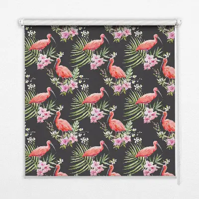 Estores de rolo em tecido Flamingos em plantas