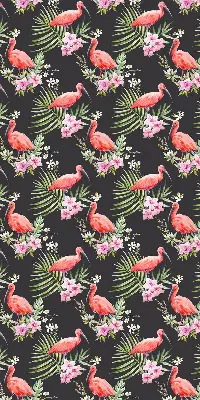 Estores de rolo em tecido Flamingos em plantas