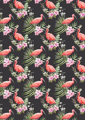 Estores de rolo em tecido Flamingos em plantas